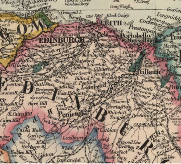 map of area around edinburgh